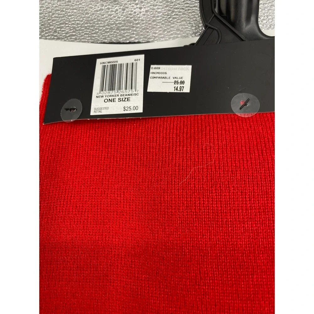 Hurley New Yorker Beanie & Scarf Set Red Black Striped Knit Winter Hat‎